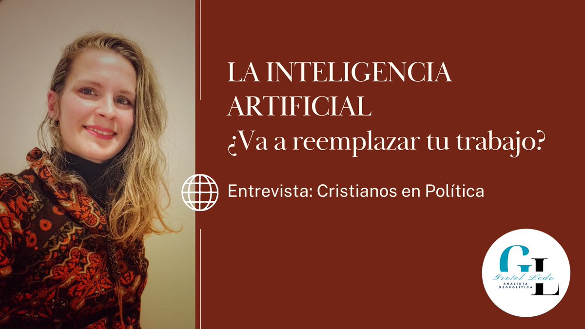 Te invito a ver y comentar en mi Canal Youtube
🎺DALE LIKE, COMPARTI y SEGUIME
📌Entrevista especial 👇
youtu.be/mdQcP4mDM2s

#GretelLedo #InteligenciaArtificial #AnalisisGeopolitico 🌐