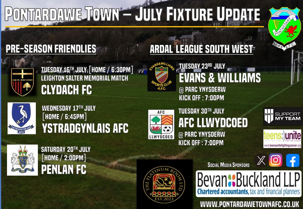 PontardaweTown's tweet photo. On Tuesday we welcome @ClydachFC to Parc Ynysderw for the Leighton Salter Memorial Match where both teams will be represented by some players from the past, the present and the future.
Come and support the teams in memory of a great footballing local legend #leightonsalter https://t.co/06bMdgrIat