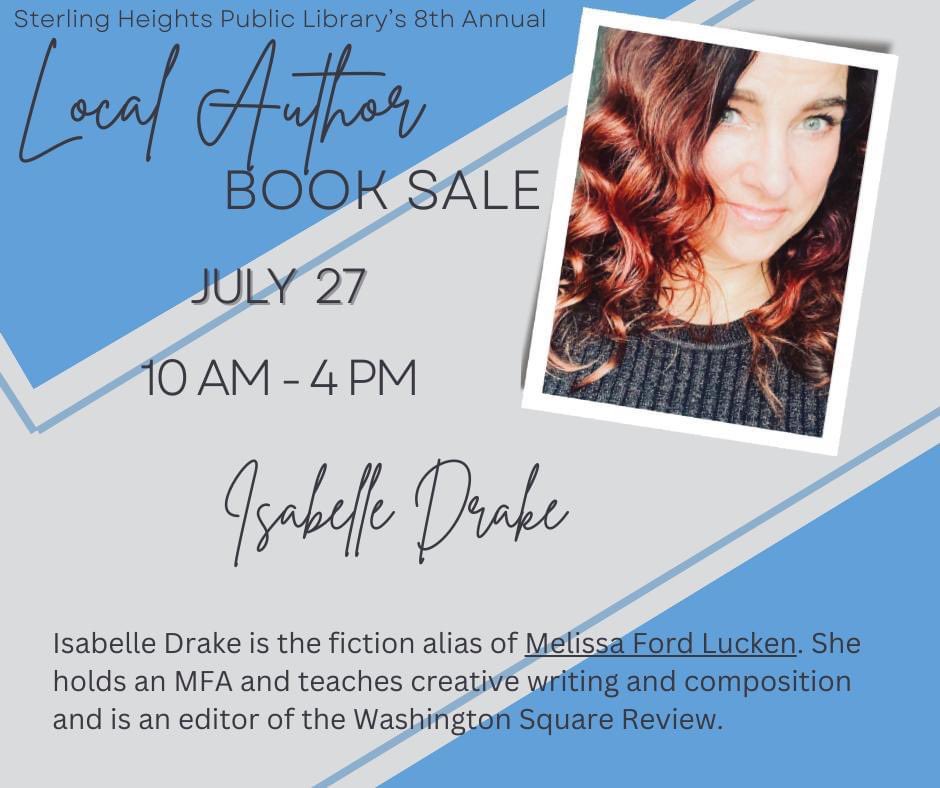 melissalucken's tweet photo. Looking forward to spending the day, Saturday, July 27, at the Sterlingfest’s annual author book sale. I’ll be there all day, 10-4, at the Greater Detroit Romance Writers table. Location: Sterling Heights Public Library.
#writingcommunity #book #readersofinstagram #isadrake https://t.co/LmOEG7HJvA