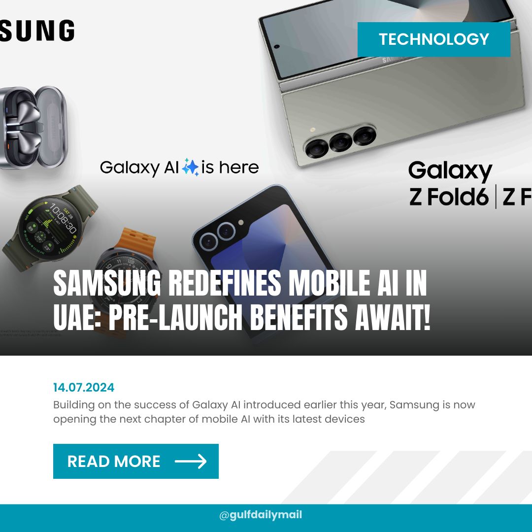 Experience the future of mobile AI with innovative foldable designs and advanced Galaxy AI technology. Pre-order now to elevate your mobile experience!
Read more at: gulfdailymail.com/samsung-latest…
<a href="/SamsungGulf/">SamsungGulf</a> #AI #galaxyzfold6