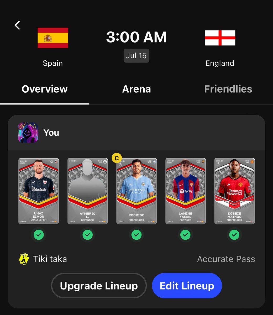 Spain 2-1 England, that’s my prediction. <a href="/sorare/">Sorare</a>