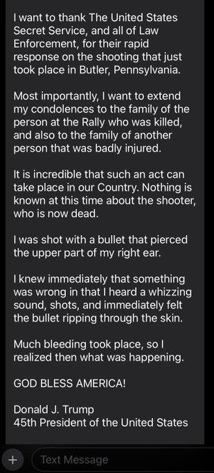 Got this text from Trump. ✊😃🇺🇸 https://t.co/Y6iKnGsF54<a href="/tag/jamiestone"class="tags"><span>#jamiestone</span></a><a href="/tag/heartracingride"class="tags"><span>#heartracingride</span></a><a href="/tag/ridemeortheferr"class="tags"><span>#ridemeortheferr</span></a>