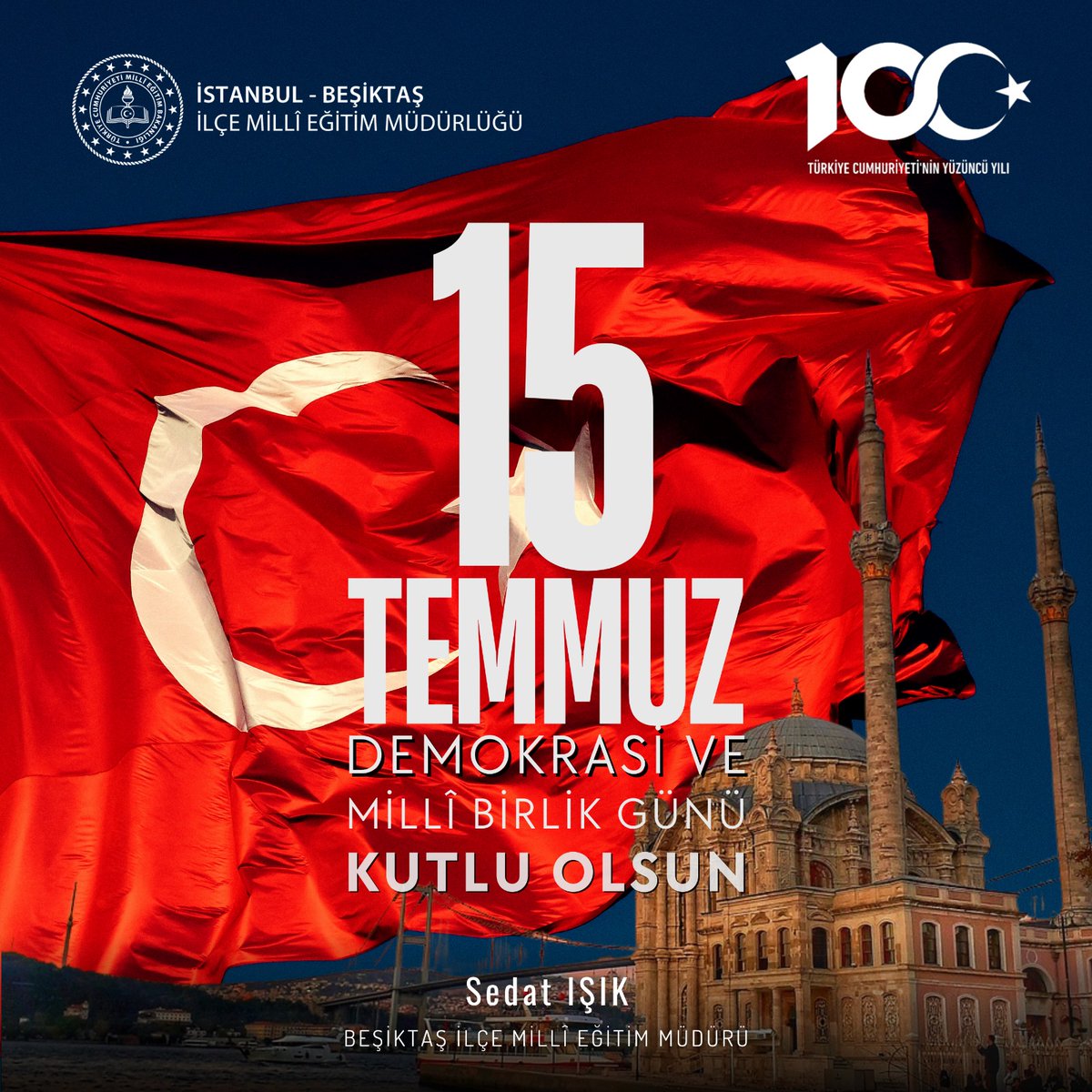 Vatan üzerine indirilmek istenen karanlık perdeyi milletimizin azmi ve iradesiyle  yırttığımız 15 Temmuz gecesinin 8. yıl dönümünde kendini feda etmiş tüm şehitlerimizi rahmetle anıyor, gazilerimize sağlık dolu bir ömür diliyorum.