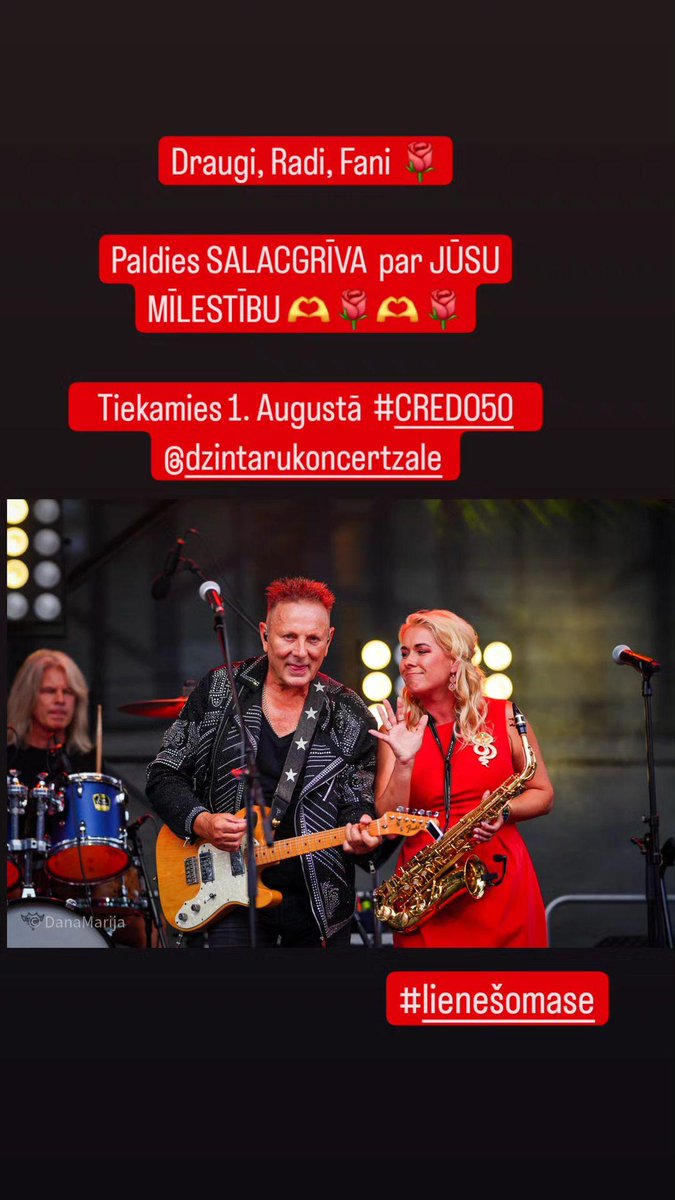 lienesomase's tweet photo. Draugi, Radi, Fani 🌹🌹🌹🌹🌹🌹🌹

Paldies SALACGRĪVA  par JŪSU MĪLESTĪBU 🫶🌹🫶🌹

   Tiekamies 1. Augustā  #CREDO50  Jubilejas  

          Lielkoncertā Dzintaru koncertzāle  @koncertzale 

Biļetes:  

https://t.co/Ux0HqgVZx8 https://t.co/mnBpO6vGEu