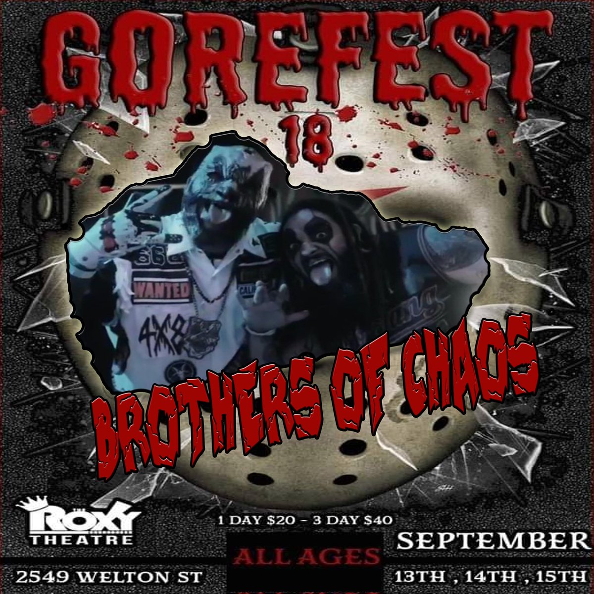 Chuckklez408's tweet photo. IT'S OFFICIAL, Y'ALL!!!
Brothers of Chaos (CHUCKKLEZ & Freakshow) will be performing for the FIRST TIME as a group together for DAY 1 of #GOREFEST18! We will be presenting some brand new sickness at @TheRoxyDenver soon, so be sure to get your tickets! ๐ #LSP #BioFreaksRecords https://t.co/a9VdlgNODU