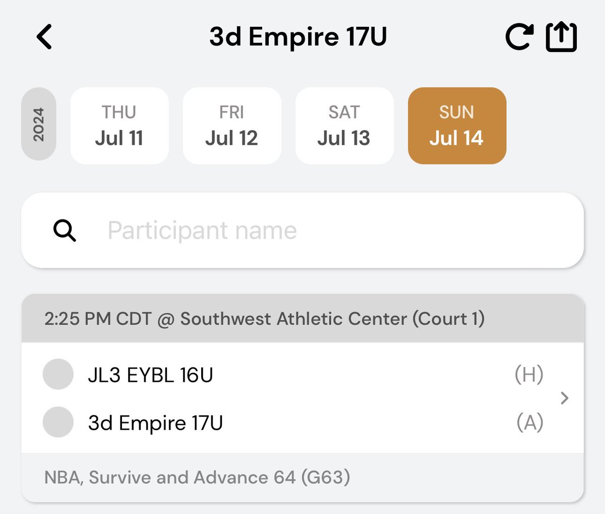 💥 3𝙙 𝙀𝙈𝙋𝙄𝙍𝙀 - 2:25pm 
#1 Cam Coburn 6’0 G 2025 
#2 Tahlan Jackson 6’1 G 2026 
#10 Cash Gardner 6’1 G 2025 
#11 Caden Cantrell 6’2 G 2025 
#12 Jett McCasland 5’10 G 2025 
#13 Trae Nunn 6’4 G 2026 
#34 Nixxon Warren 6’7 F 2025 
#42 Wyatt Seale 6’9 F 2026 
<a href="/TexasHoopsGASO/">TexasHoops/GASO 🔗</a>