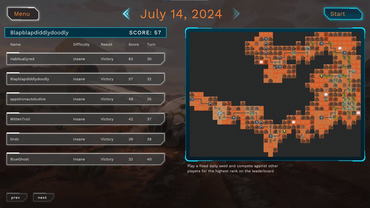 #wastelander daily challenge leaderboard is starting to heat up now that the full game is live! Think you can get the high score? There's a new challenge map every day!

#wastelanderchallenge #turnbased #Strategy #strategygame #gaming #indiegame #indiedev