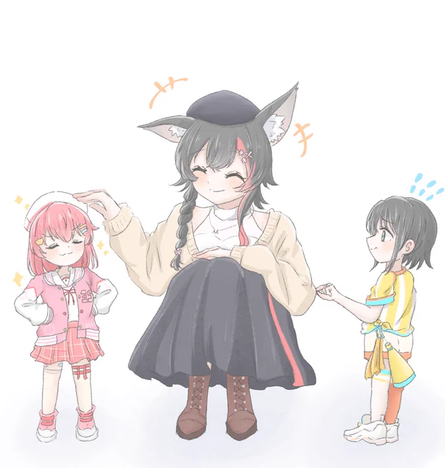 精神年齢低くなるみこスバとイワシ枠で優しく見守るミオしゃ鎖の友#miko_Art #みおーん絵 #プロテインザスバル 