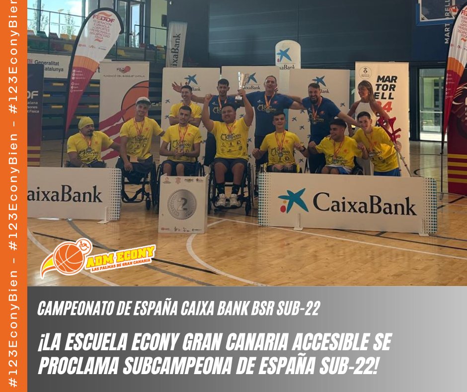 admecony's tweet photo. 🏆 Campeonato de España @caixabank Sub-22 BSR🏀

👏 ¡La Escuela Econy @grancaaccesible se proclama subcampeona de España sub22!

¡Felicidades, equipazo!🫶

#123EconyBien https://t.co/NM1GLhCGVX