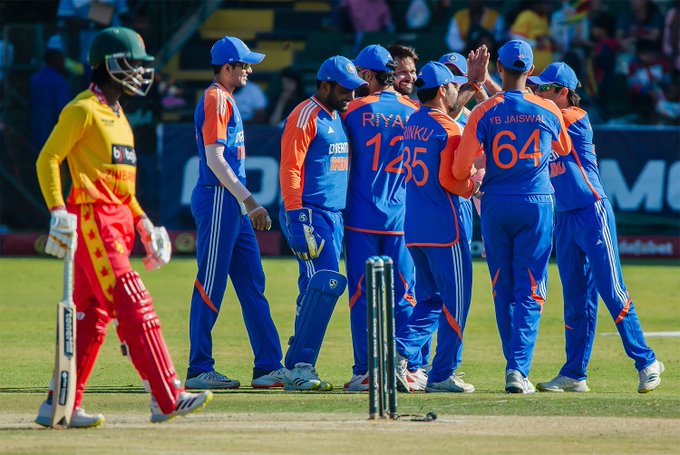 India won by 42 runs! 📹 Credits: Twitter/ZimCricketv