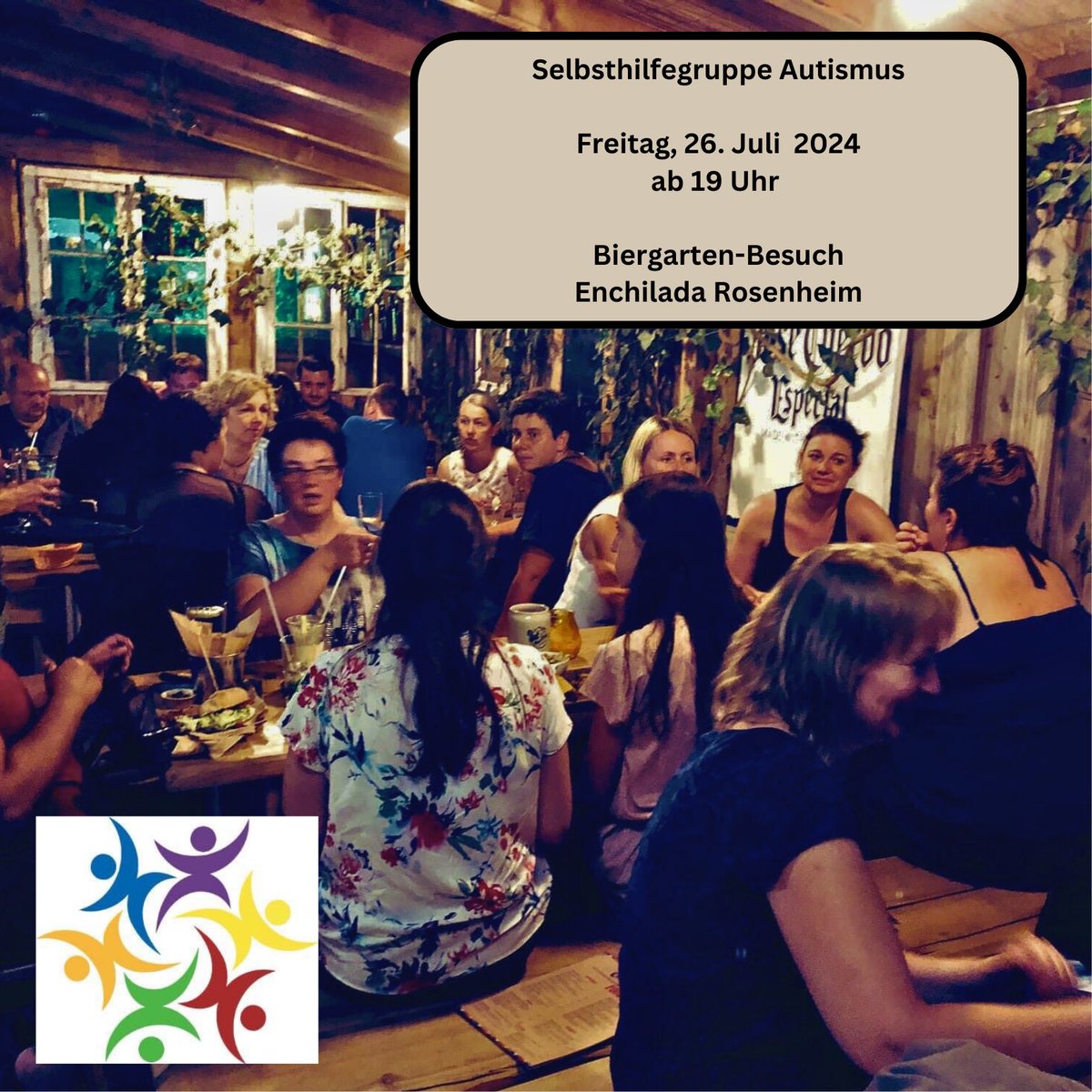 Unser jährlicher Biergartenbesuch steht an.
Am Freitag, 26. Juli 2024 ab 19 Uhr treffen wir uns zum gemütlichen Austausch im Enchilada Rosenheim.

Alle Betroffene, Fachkräfte, Angehörige und Interessierte sind herzlich willkommen!