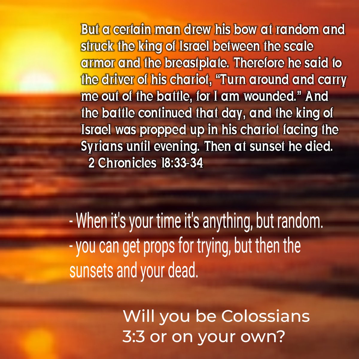 RobRoyMac777's tweet photo. Hebrews 9:27 ESV — And just as it is appointed for man to die once, and after that comes judgment,
#sunday be #foundinChrist https://t.co/a9vME3XGiJ
