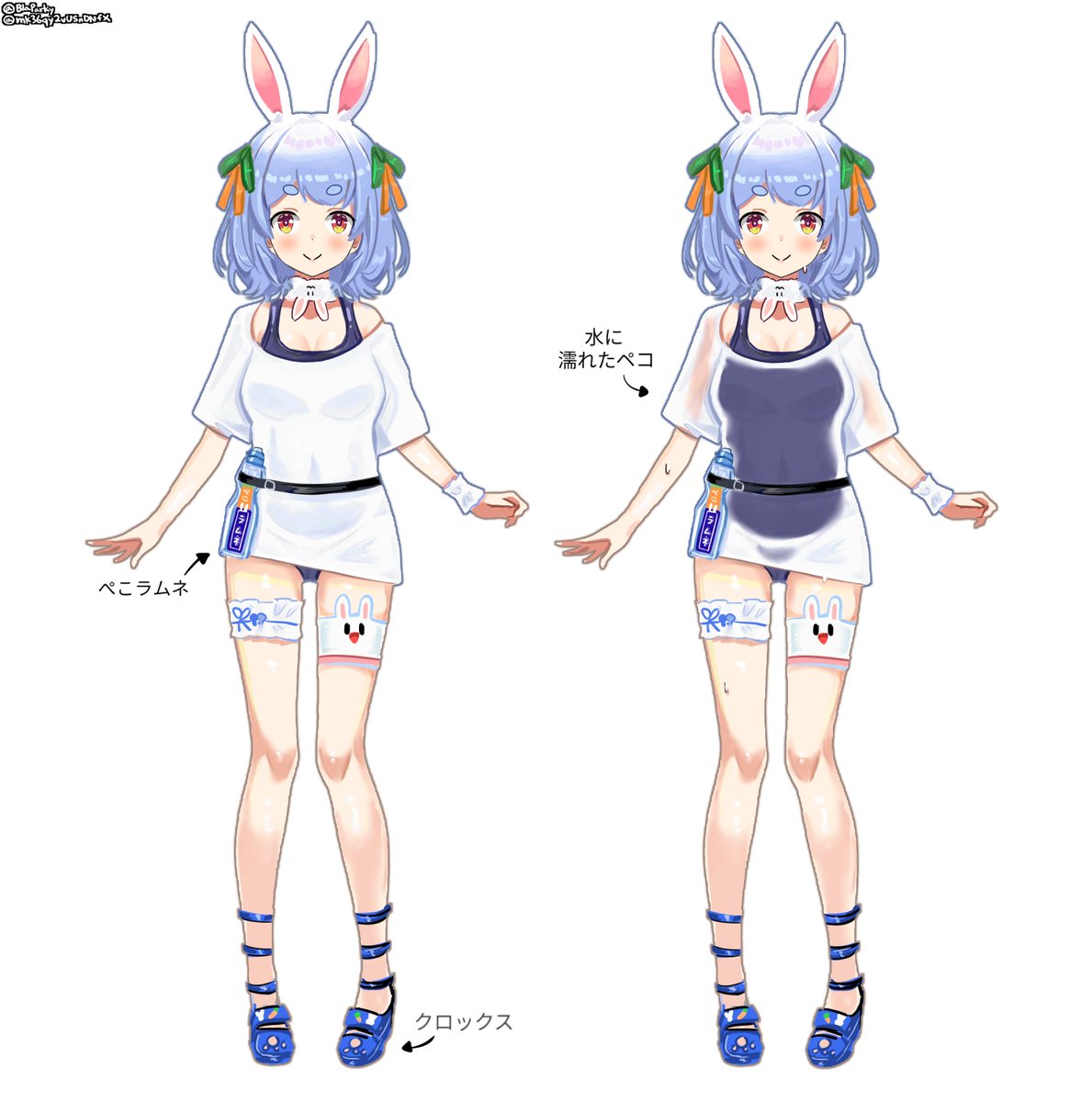 BlaParky's tweet photo. #兎田ぺこら新衣装予想 #ぺこらーと
夏の海でバカンスだぺこ！ https://t.co/HB4w247kny