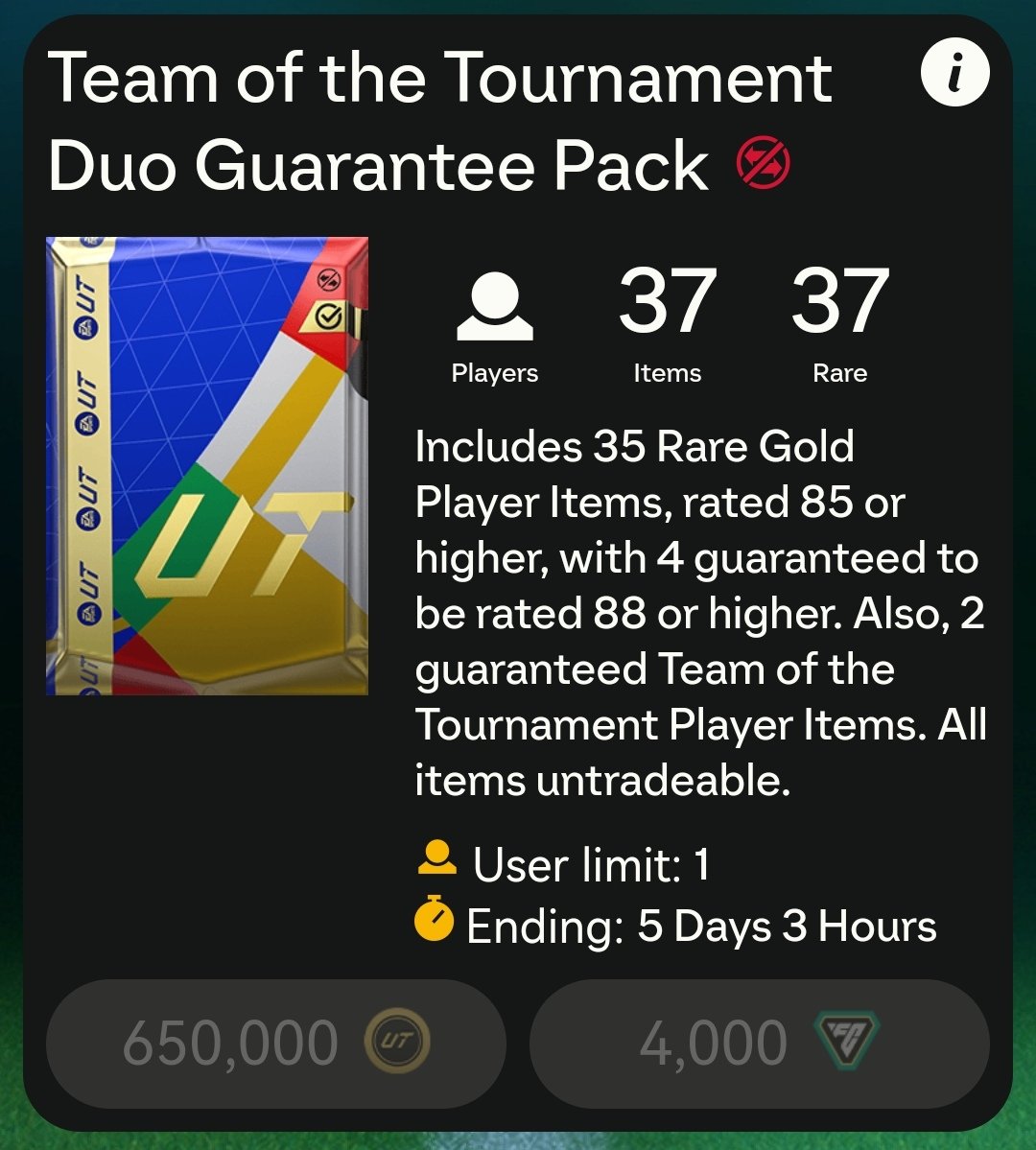 FutXpert's tweet photo. 🚨 FC Points for this 650K pack with a 100% guaranteed TWO TEAM OF THE TOURNAMENT PLAYERS 🚨

-Retweet 
-Follow @FUTXPERT 👑

Winner soon 📩

#FC24 #EAFC #FUT #GIVEAWAY https://t.co/CY4WcXPeZl