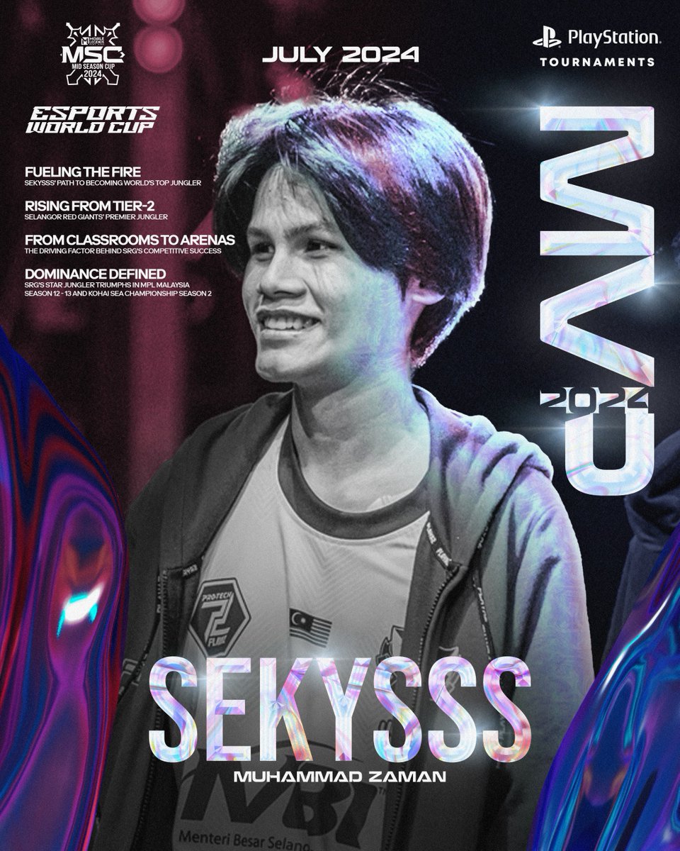 EWC_EN's tweet photo. Leading the charge, all the way to the MLBB MSC 2024 x EWC Championship!

Introducing the PlayStation MVP: 
🥇 Sekysss! https://t.co/11iiSiMuso