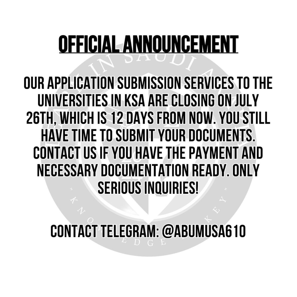 Important announcement