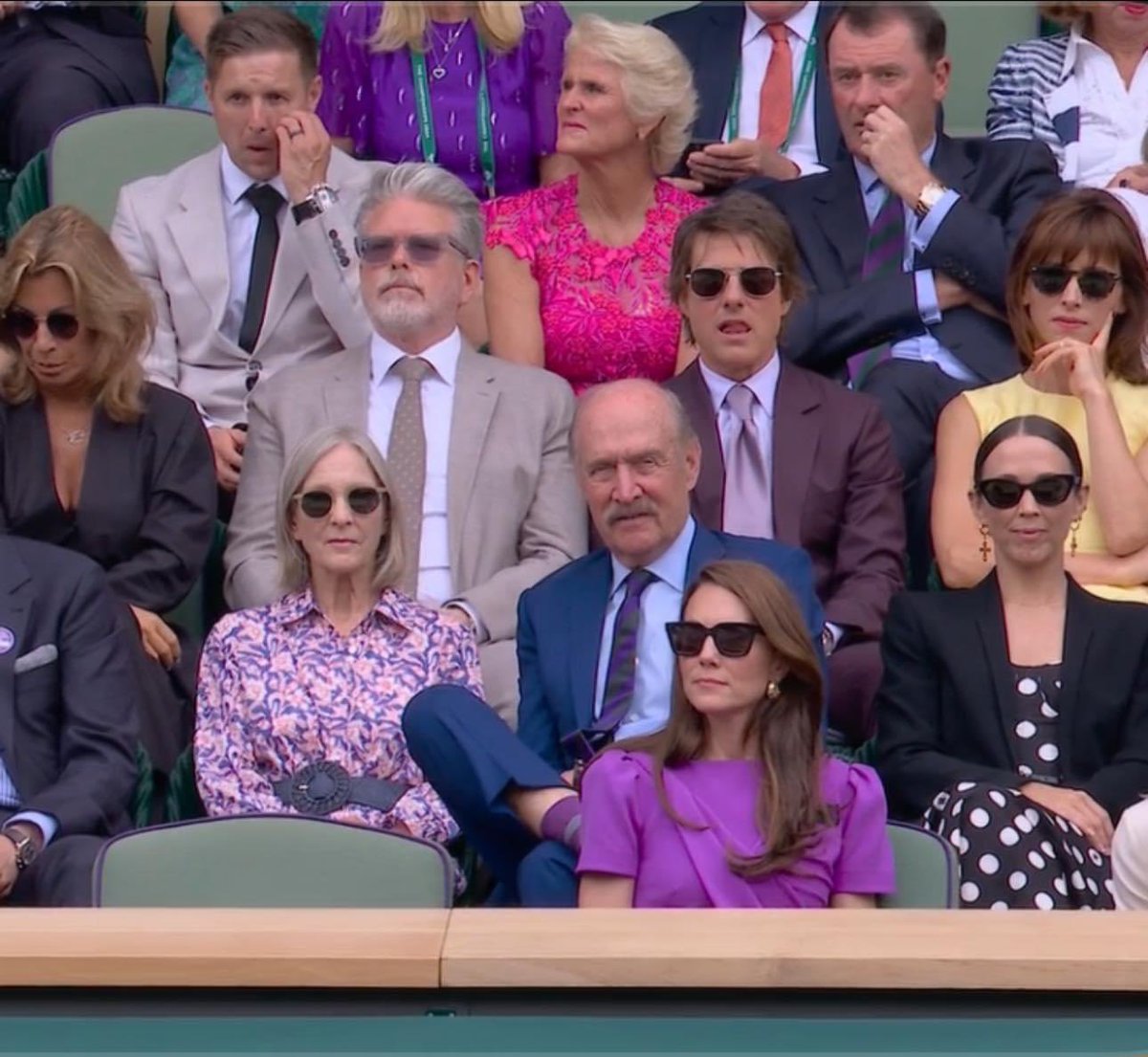 Kate Middleton and Tom Cruise are seated in the Royal Box for the men’s Wimbledon final between Carlos Alcaraz and Novak Djokovic.