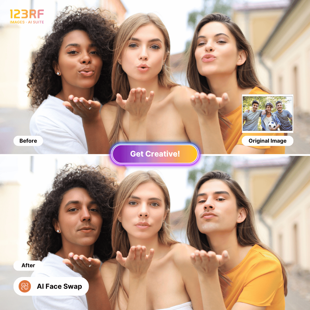 123rf's tweet image. Introducing our enhanced AI Face Swap tool, now with multi-face support! 🤩✨ Effortlessly swap faces across single photos or multiple individuals!

Try it today: 123rf.to/ai-faceswap-tw

#123RF #AIFaceSwap #CreateWith123RF #CreativeTools #AIInnovation #PhotoEditing #FaceSwapFun