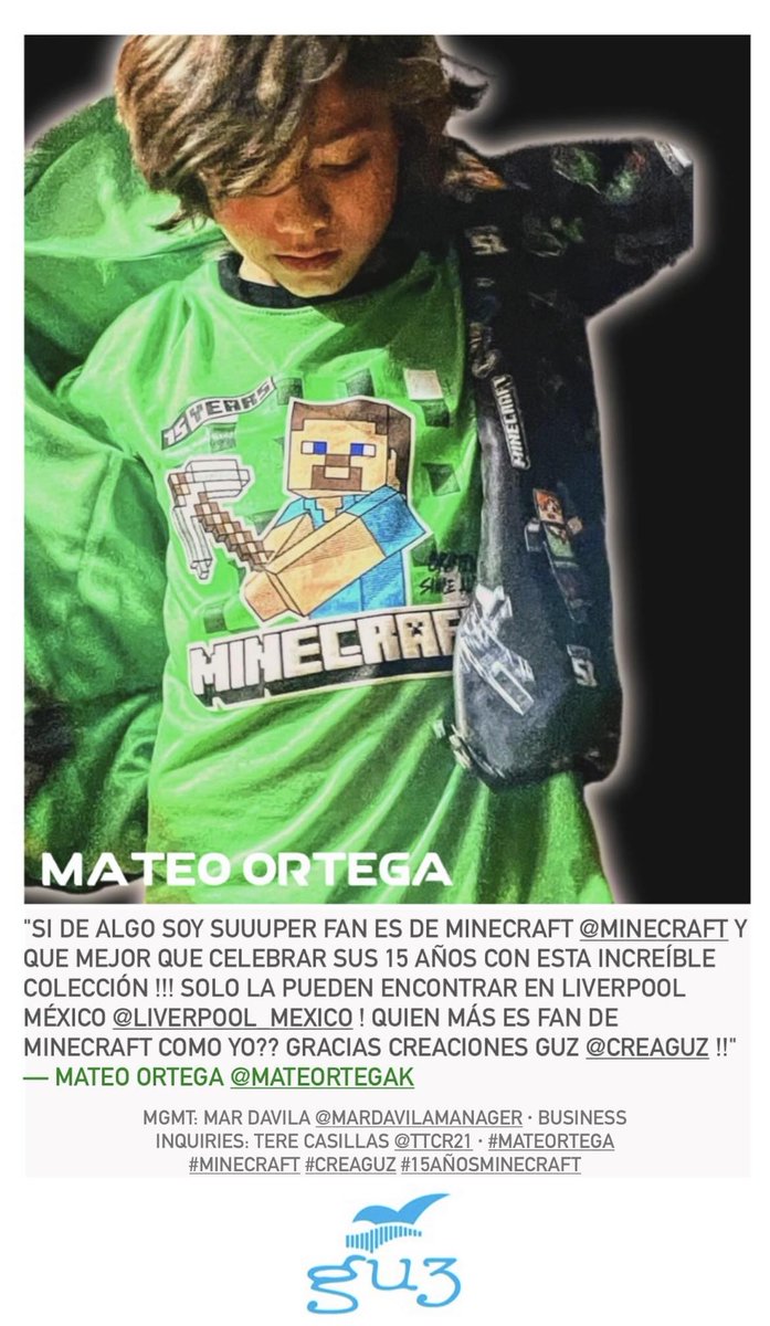 _mateoortega's tweet photo. Minecraft @minecraft celebrar sus 15 años con Creaciones Guz @creaguz!!
Liverpool México @liverpool_mexico!!
— 🇲🇽 Actors Mateo @_mateoortega &amp; María Ortega @magushortega
IGs: https://t.co/9jK7RCI3Gi
https://t.co/uXCn9c71Ut
#mateoortega #maríaortega #minecraft #donald90 #creaguz https://t.co/hX4ktUqkJF