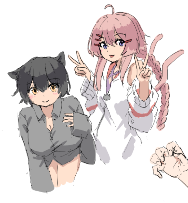 「イエーイ 」|うりゅしい@個人勢社畜作曲絵描きバ美肉猫又Vtuberのイラスト