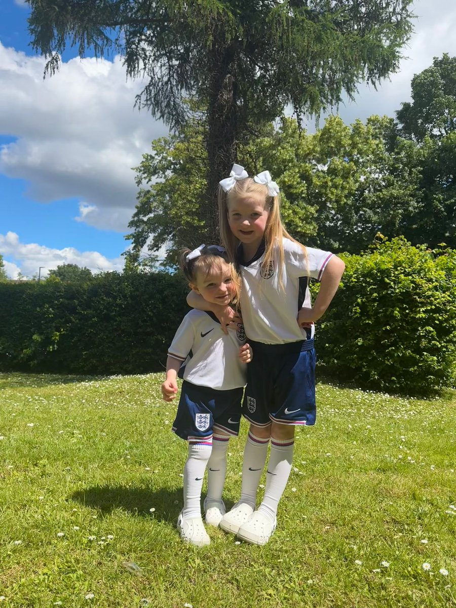 Conor__28's tweet photo. Come on England!! Lottie and Hallie ready!❤️ #SSNThreeLions https://t.co/LoK2gU1yqx