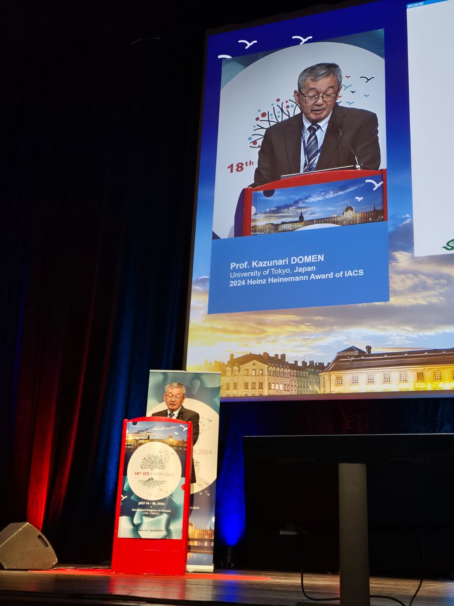 ICCLyon2024's tweet photo. First scientific conference of ICC, by Prof. Kazunari Domen, recipient of the Heinz Heinemann Award of IACS! Congratulations! #ICC2024 https://t.co/RBmo7nD985