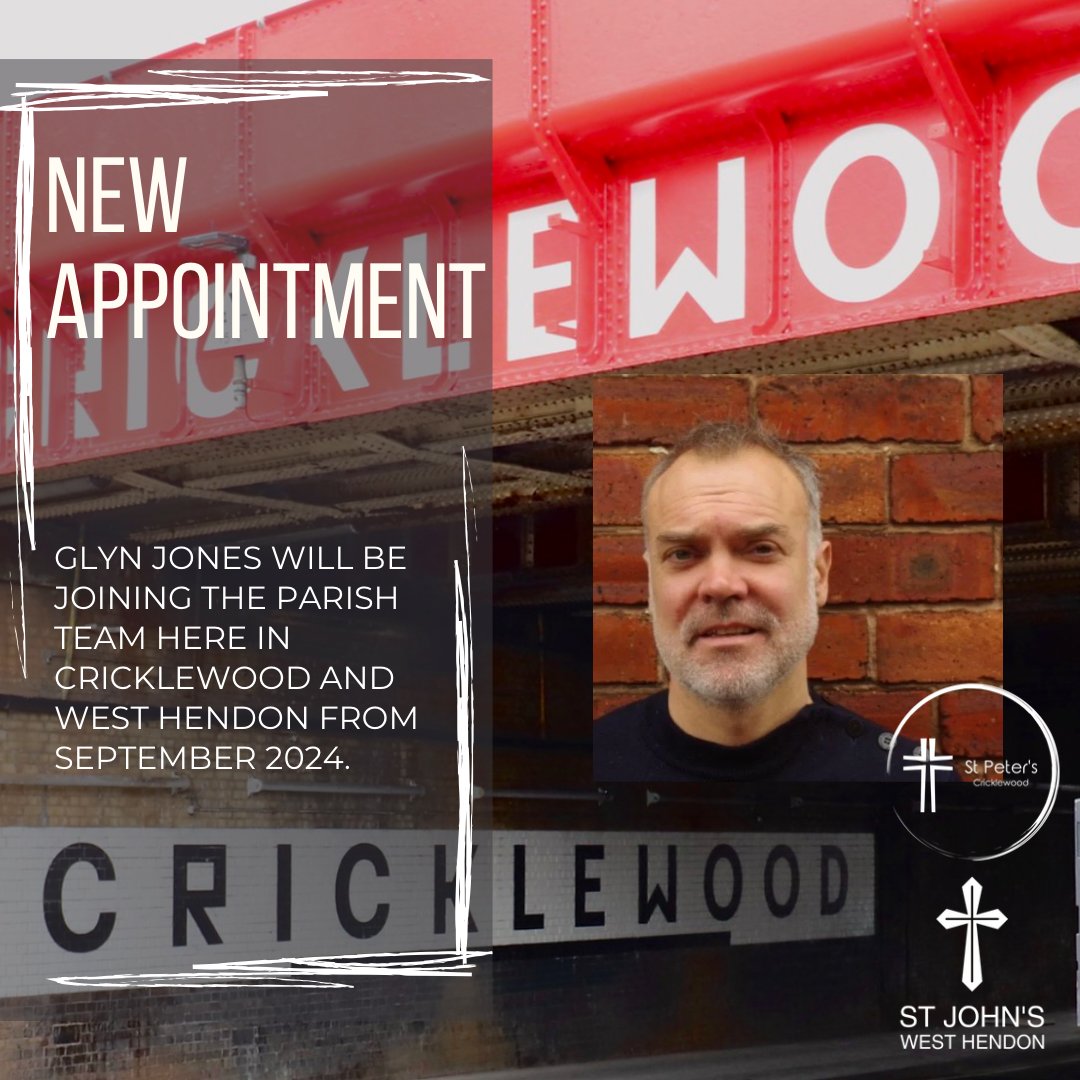 Today, we announced the appointment of Glyn Jones as the Associate Vicar of St John’s West Hendon and St Peter’s Cricklewood. He will start in role in September and will be based in Cricklewood. 
We are excited for what God is doing and for all that is to come.
