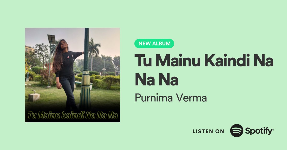 Tigeruut's tweet photo. This new song of Purnima Verma has been released. This is a good Bollywood style dance song. It makes you feel good after listening to it. Everyone should try listening to it once. Do listen to it once on Spotify. Thank you ☺️
Play on Spotify: https://t.co/n1NltizLVv https://t.co/cEn0hMc7Mn