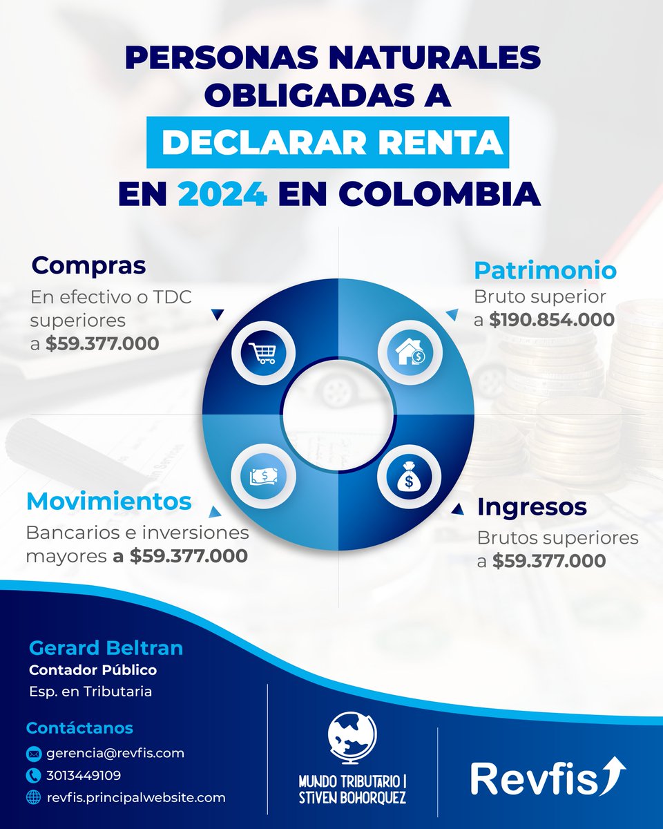 Revfis_sas's tweet photo. "¡Haz tu declaración de renta 2023 con los mejores! 📊👩‍💼👨‍💼 En @mundo_tributario_col y @revfis_sas te ofrecemos la asesoría experta que necesitas. ¡Los contribuyentes recomiendan! 🏆💼 #DeclaraciónDeRenta #AsesoríaTributaria" https://t.co/UrnjeatiTt