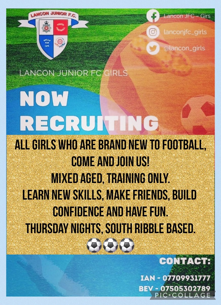 Calling all girls who are brand new to football or have an interest in wanting to play.
<a href="/JfcLancon/">Lancon JFC</a> are starting new training only sessions to improve your skills, build confidence, make friends &amp; have fun.
⚽️⚽️⚽️
Lancon JFC, bringing football home!
#girlsfootball 
#lanconforlife