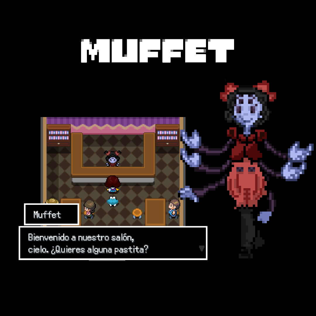 PoketaleFangame's tweet photo. ¡Quedan 5 días para el lanzamiento del juego!

Conocida por su pastelería, Muffet intentará tendernos una trampa junto a sus arañas. Ella no se especializa en ningún tipo como tal, pero utiliza principalmente Pokémon de tipo Bicho y Veneno.

#undertale #pokemon #game #videogame https://t.co/fiDo8fOsxA
