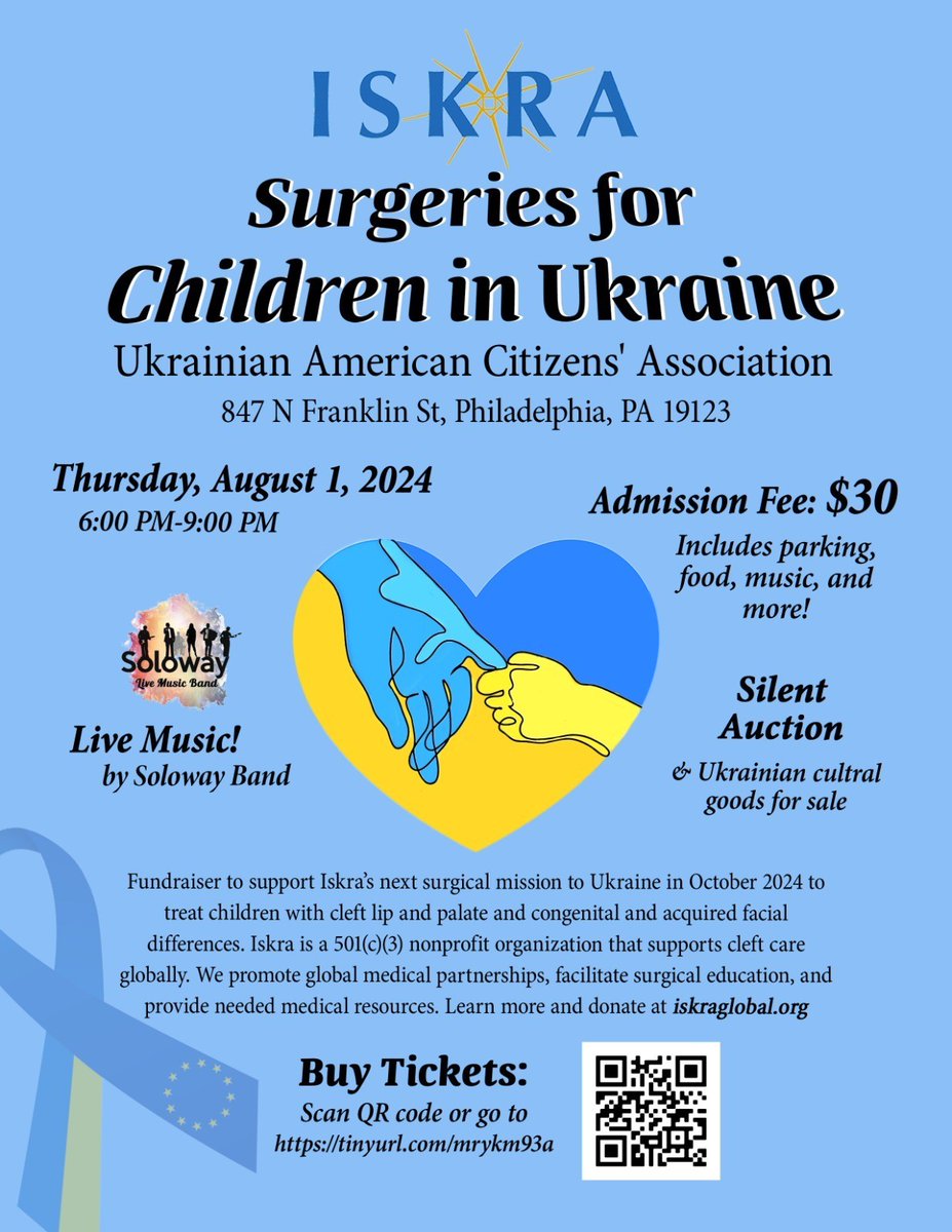 A Children’s Hospital of Phila physician has provided surgical care for children in Ukraine, repairing cleft lip and palate and other disorders and injuries. She is planning the next mission in October 2024 and holding a fundraiser Aug. 1    Tickets: eventbrite.com/e/surgeries-fo…