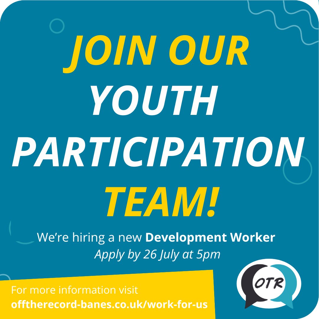 Do you have experience working with young people? Are you passionate about supporting them to amplify their voice? Make a difference to the lives of young people in BaNES by joining our Participation team as a Development Worker! Click for more:  ow.ly/7NiZ50Svraa