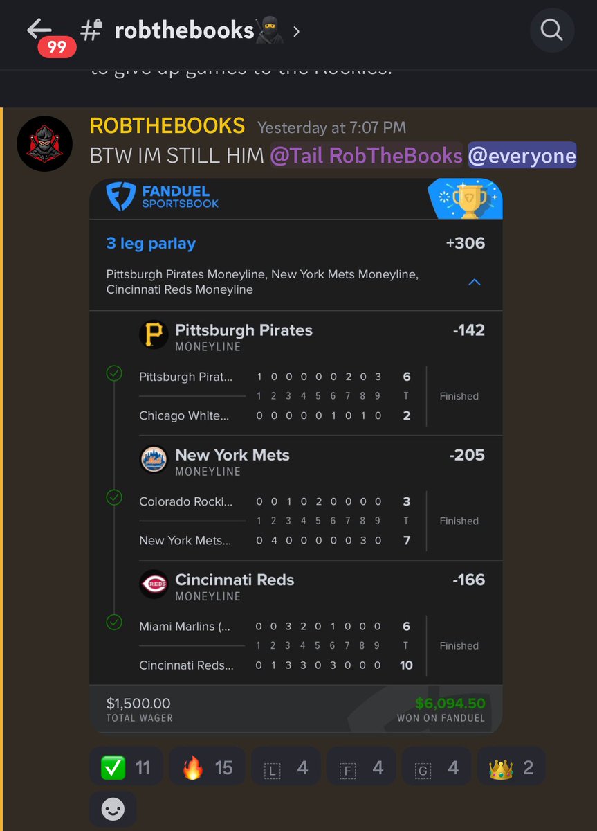 KingsCollectX's tweet photo. 2 WORDS . STILL HIM 🥷🏾 @ROBTHEBOOKS_KC 

Join Our Discord For 🆓  To Tail ✔️
🔗 : https://t.co/7acXbvIa9Y

#GamblingX #SportsBettingX #GamblingCommunity #MLBBets https://t.co/5FmVXaYmaH