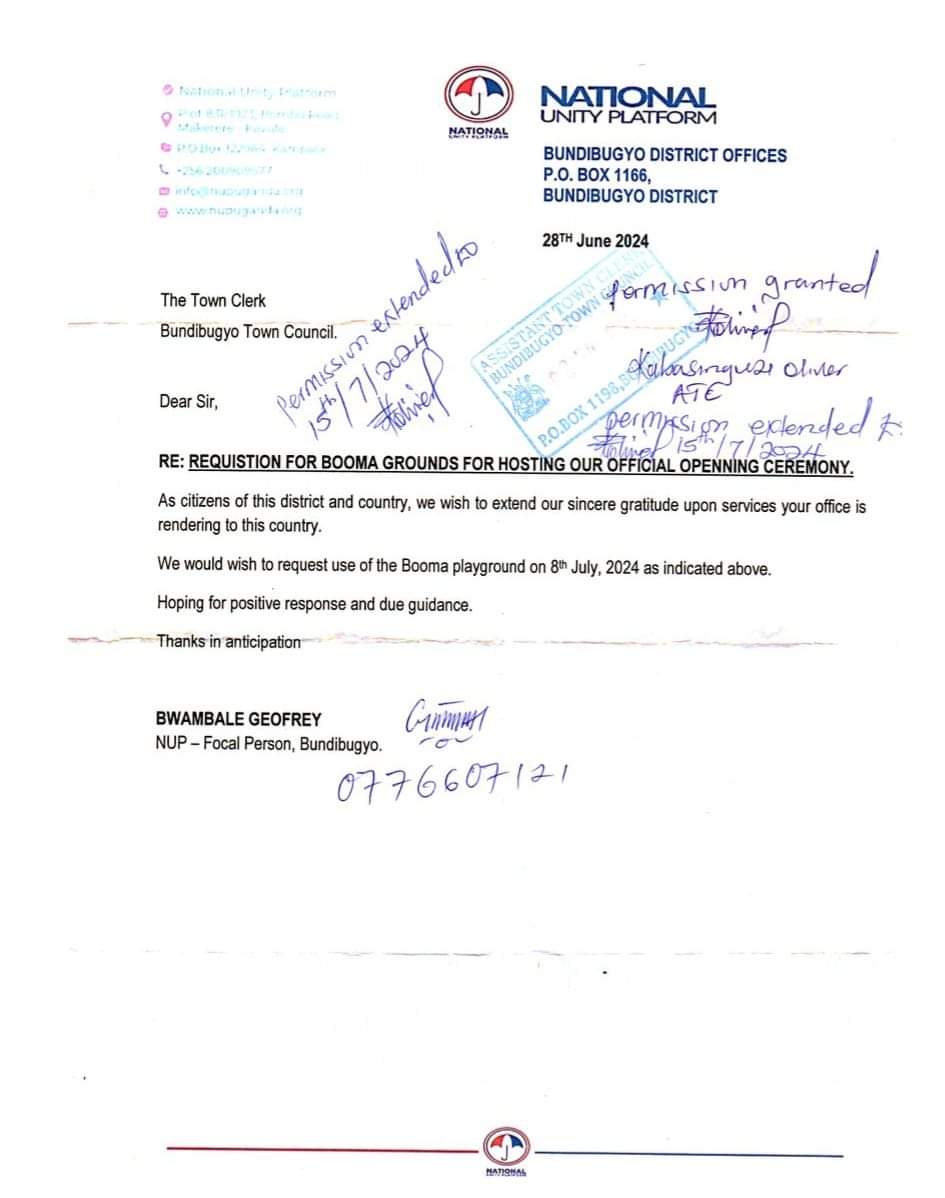 HEBobiwine's tweet photo. As we prepare to head to Bundibugyo District tomorrow for our mobilisation tour, we have continued to receive reports of intimidation and demobilisation by the area RDC one Lt. Col. Alex Nzirimu and the DPC, acting on 'orders from above'. Yesterday, they intercepted and blocked a mobilisation drive and threatened to arrest the driver if he dared advertise our coming. Then they ordered the two radio stations not to accept any announcements for our event. Our program tomorrow is supposed to begin with a radio program which we already paid for. But the management of the station has been ordered not to host us! 

What more? We booked Booma Grounds for our event tomorrow, and now the DPC says he has orders not to allow us hold our event there, even when these grounds have always hosted all political and other events. The DPC says we can only hold our event over 30 kilometers from Bundibugyo town! We strongly oppose and shall not accept these illegal and criminal orders by regime officials, which are only born out of fear for the people! Our advice to them is not to interfere with our lawful programs.