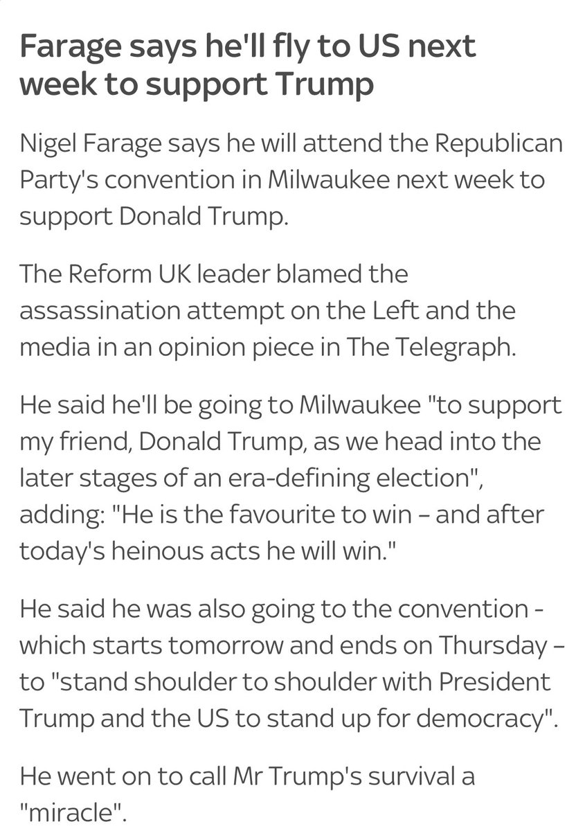 MTWilliams94's tweet image. Farage has been an MP for all of about 10 minutes &amp;amp; he’s already skipping key parliamentary sessions to further his US agenda/support Trump. If true, he is missing the state opening, King’s speech &amp;amp; key introductory debates. Does Clacton feel represented? #Farage #absentMP