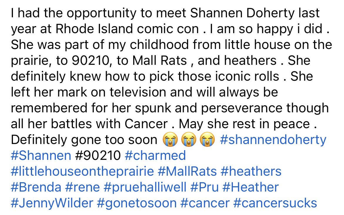 omni29's tweet photo. Rip Shannen #shannendoherty #Shannen #90210  #charmed #littlehouseontheprairie #MallRats #heathers #Brenda #rene #pruehalliwell #Pru #Heather #JennyWilder #gonetosoon #cancer #cancersucks https://t.co/fchhFVwVIa