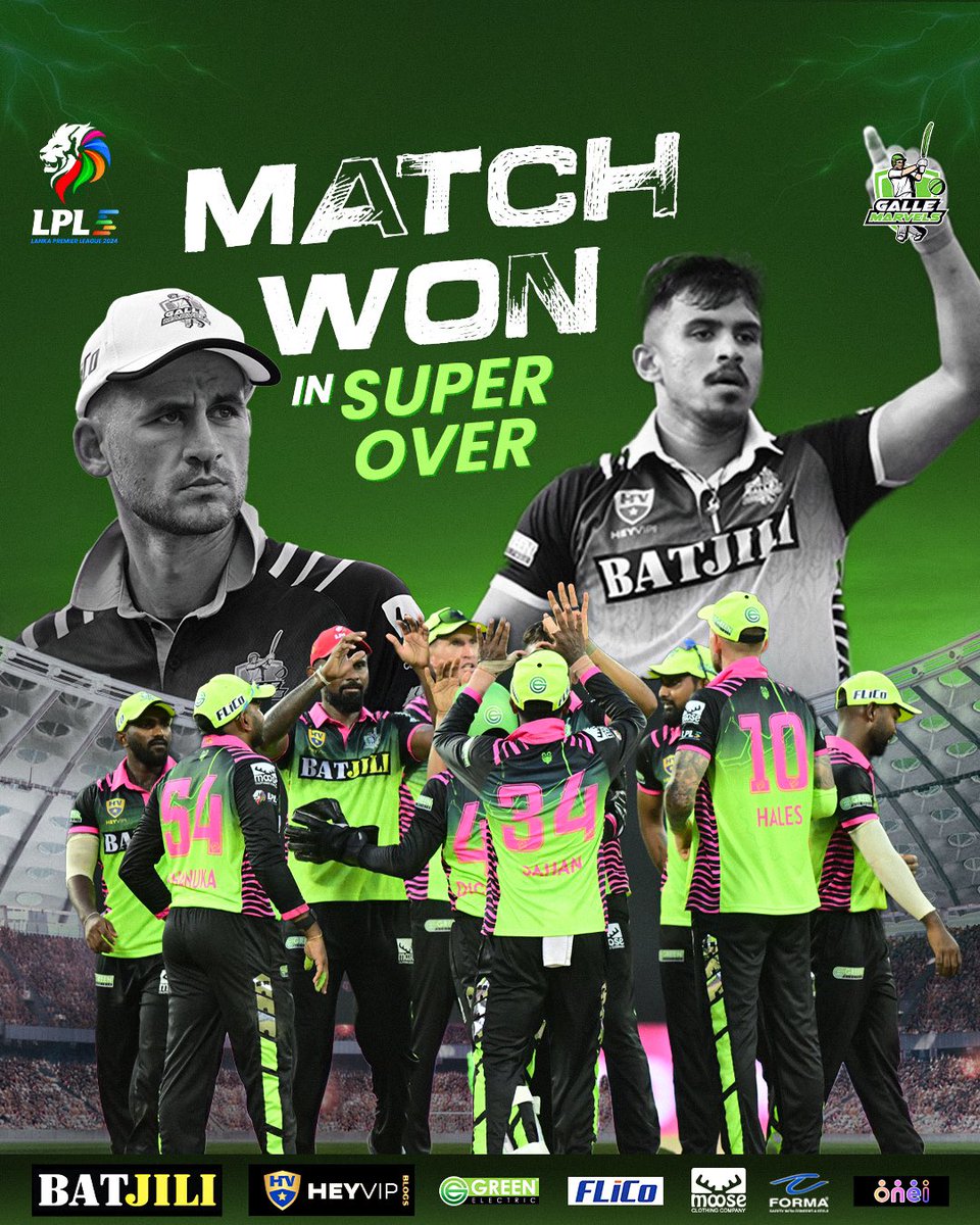 Great win against Dambulla Sixers in the Super Over after a tie! #WeAreGalleBoys #LankaT20 #LankaPremierLeague #GalleMarvels #ApiGalleBoys #LPL