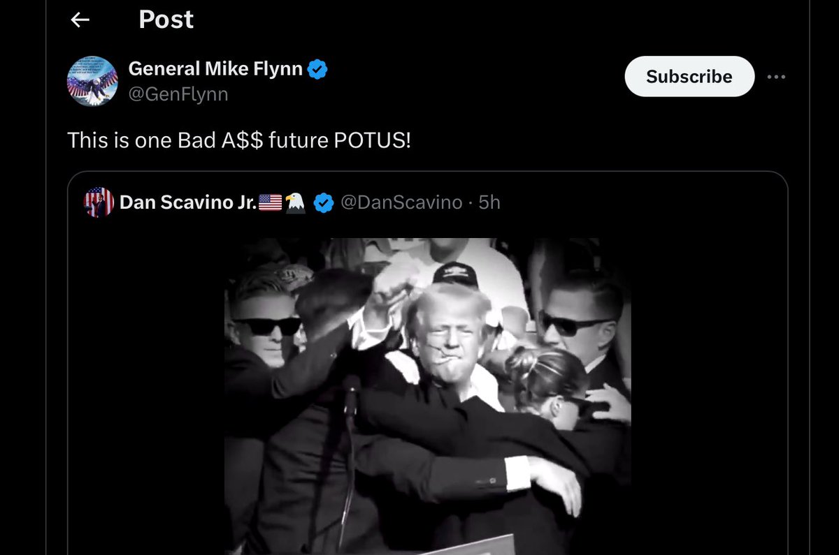 jimstewartson's tweet photo. Mike Flynn ran counterinsurgency operations against al-Qaeda. He commissioned a white paper on destabilizing democracies using insurgencies & irregular warfare based on extremist islamic death cults.

He has methodically recreated ISIS in America using Trump as a martyr. Flynn uses the same coercive propaganda about infidels invading your country to rape and murder your family as the terrorist groups he claims to hate.

Flynn’s constant calls to a “spiritual war” against the “psychopaths,” “the dark souls,” and the “evil” represented by the “communists” and “globalists” are all just a mirror of propaganda used to create suicide bombers.

Regardless of the shooter’s motive, this assassination attempt is being used as a “PSYACT”—a psychological action—to cement Trump’s martyrdom and reassert Mike Flynn’s role as “Archangel Michael,” Trump’s protector.

This is a “Christian nationalist” death cult fully merged with MAGA and QAnon+ ready to go into holy war.

This is a national security emergency.