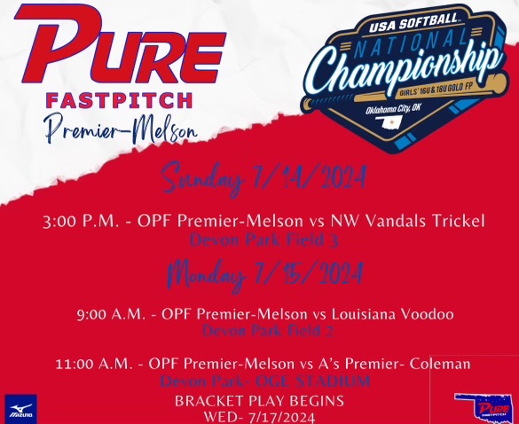 Pure18UMelson's tweet photo. What a day for softball! We will see everyone today at 3:00 at Devon Park! Go Pure! https://t.co/MWcwfqQFki