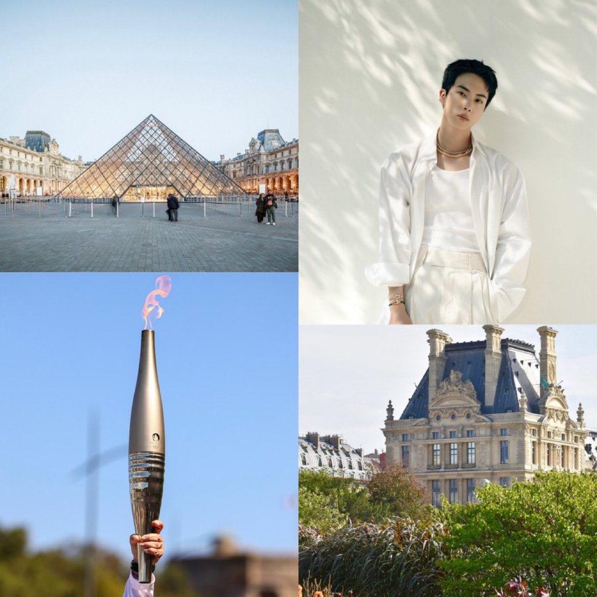 JJEONSARTs's tweet photo. JIN AT PARIS OLYMPICS
#조각상탈출_김석진_루브르성화봉송 
#달려라석진_성화봉송한국대표 https://t.co/0vwMBekXE4