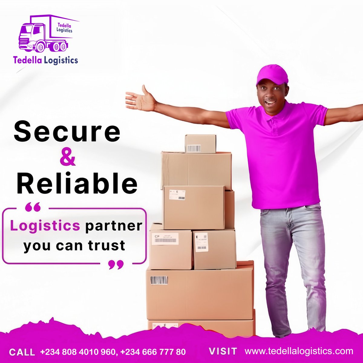 Tedellalogistic's tweet photo. Trust Tedella Logistics for secure and reliable services! 🔒

As your dependable logistics partner, we ensure that your cargo is transported safely and efficiently. 

#TedellaLogistics #SecureLogistics #ReliableTransport #TrustedPartner #EfficientLogistics #CargoSafety https://t.co/uXQ1Omvlzn