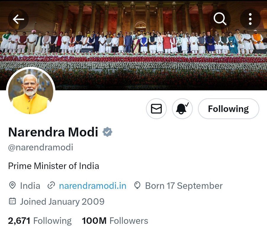 Shehzad_Ind's tweet photo. क्यों पड़े हो चक्कर में 
कोई नहीं है टक्कर में ! 

PM @narendramodi is the World’s most loved &amp; followed leader ! 

100 million followers on X.. https://t.co/7fgCYC6qfc