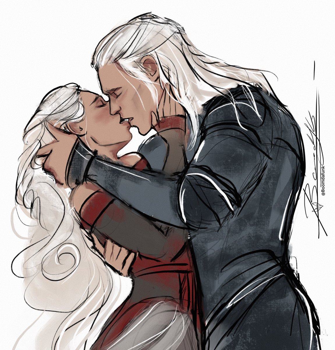 Sunday fanart ? Let’s kiss 😘 #daemyra #daemyrafanart #RhaenaTargaryen #DaemonTargaryen #HouseOfTheDragon