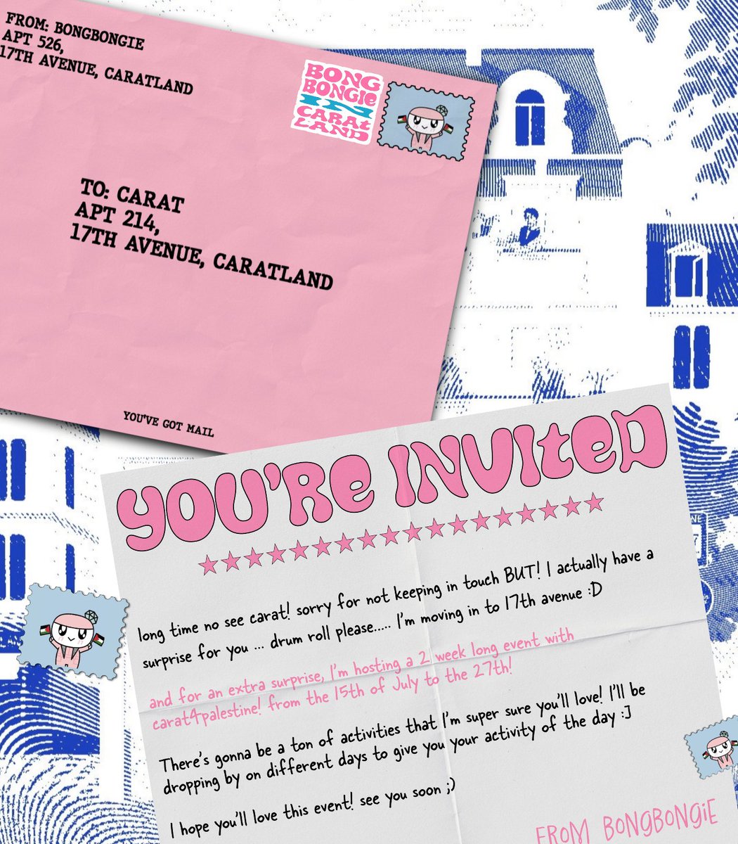 CARAT4PALESTINE's tweet image. CARATs :D Our friendly neighborhood bongbongie has just moved in to 17th avenue to keep us company with activities before AND after caratland!! Make to check our calendar so you don’t miss out on any of the exciting events we have planned 😊