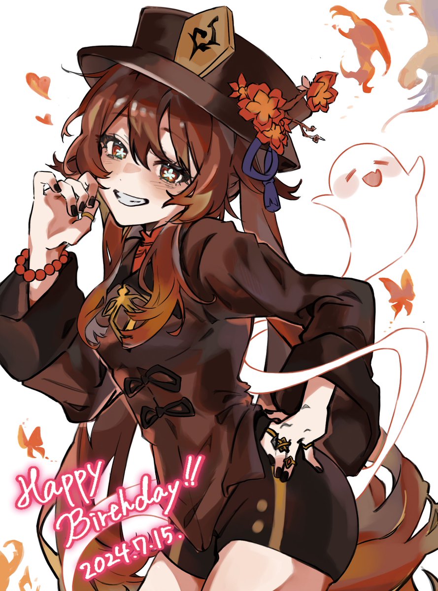 ux41ye's tweet photo. 胡桃誕生日おめでとう！👻🍑

#胡桃生誕祭2024 #HuTao https://t.co/pZFEURAoKU