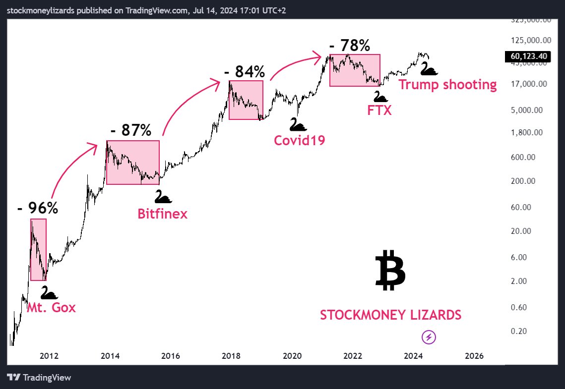 StockmoneyL's tweet image. #Bitcoin
We have indeed witnessed a true black swan event with the #Trump assassination attemp. This will be the first black swan to lead to gains in the crypto market. 

Trump's presidency is not yet priced in.