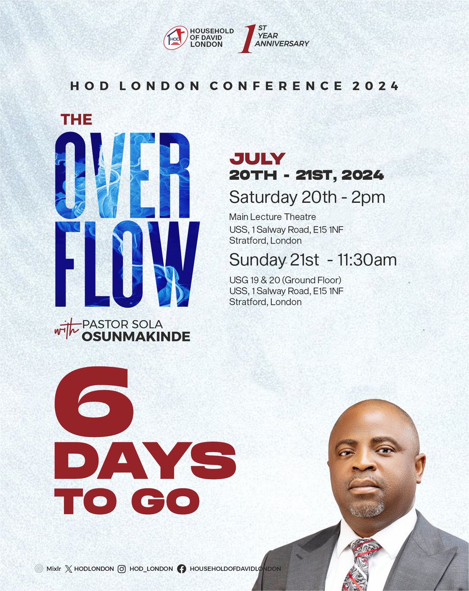 hodlondon's tweet image. Just 6 days left until The Overflow Conference! 🎉 God is good!🕺💃🏼

#HODlondon #OverflowConference #TheOverflow