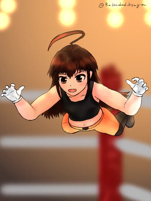 レスラー球磨ちゃんのボディプレス#艦これ版深夜の真剣お絵描き60分一本勝負 #艦これ版真剣お絵描き60分一本勝負_20240714 