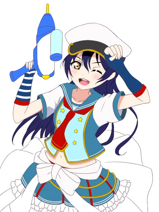 すみません、描き途中ですが…#lovelive #μʼs #園田海未#海の日 #海未の日 